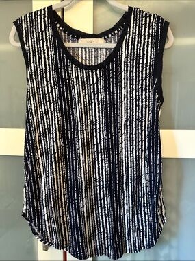 LOFT Navy and White Vertical Stripe Sleeveless Tank